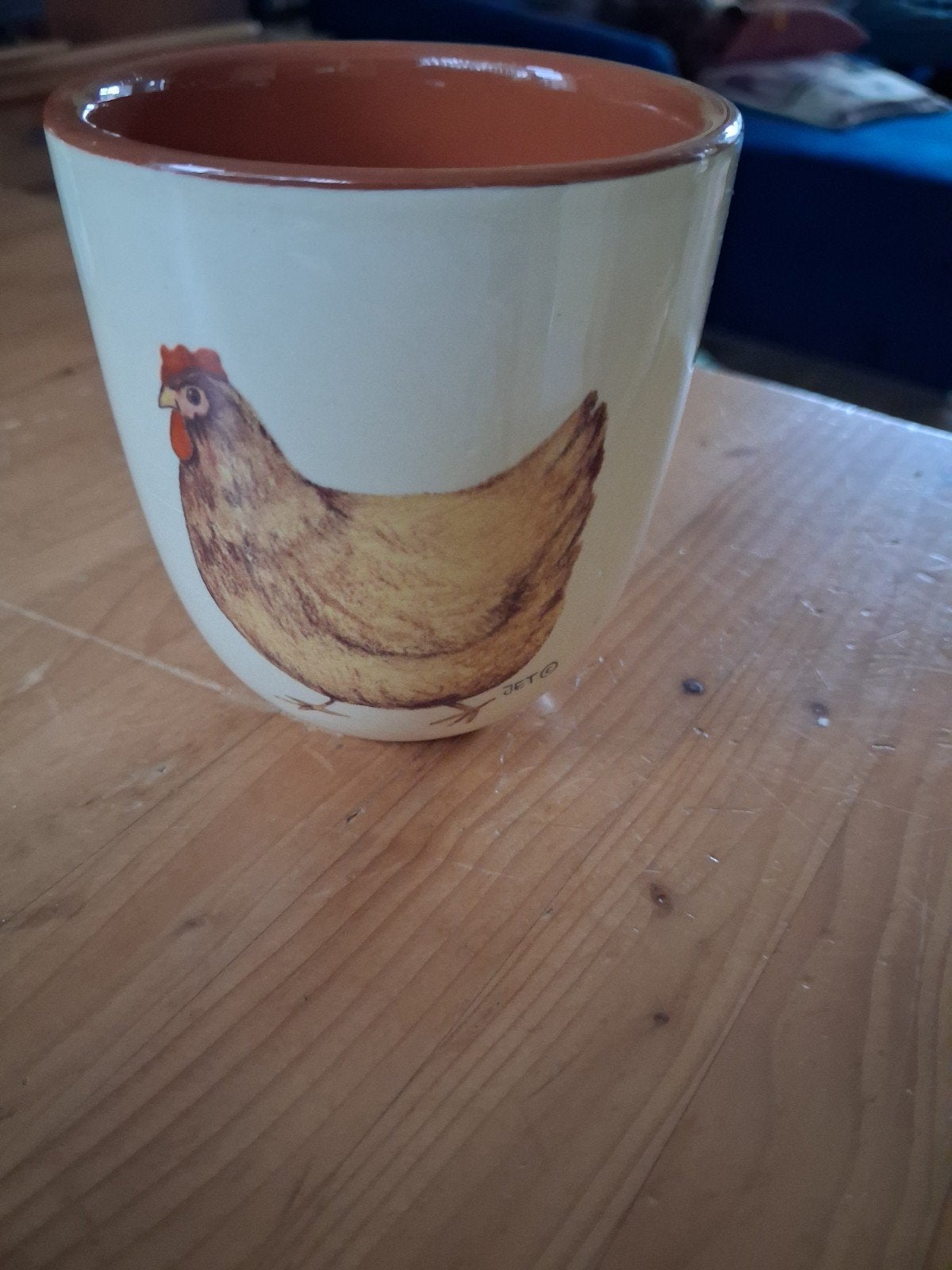 1 mok zonder oor van een kip van Jet., Zo goed als nieuw, Overige stijlen, Mok, Ophalen of Verzenden