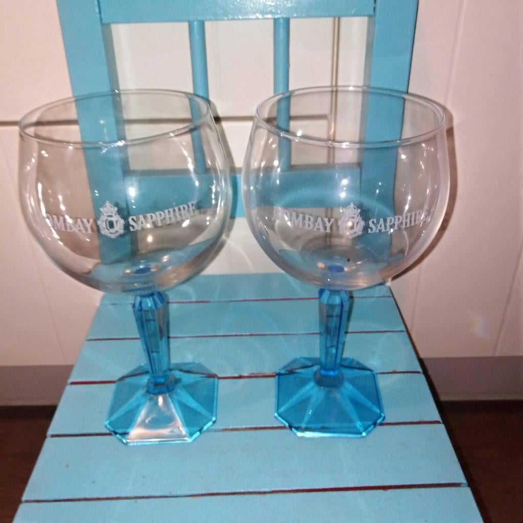 Bombay Sapphire Gin glazen groot model 2 stuks, Ophalen, Glas of Glazen, Overige stijlen, Glas