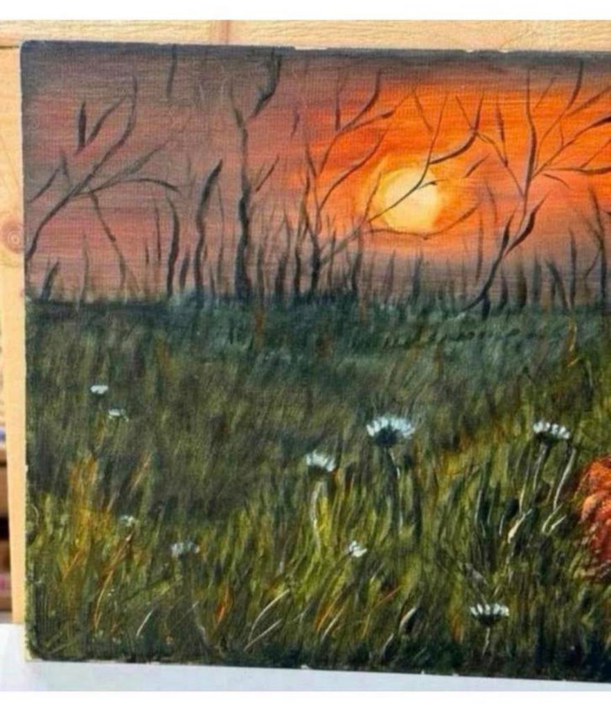 Mooi schilderij, Zonsondergang vos - Joca Beeby 1980 art, Ophalen of Verzenden