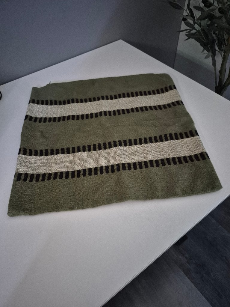 Stoere kussenhoes groen/beige/zwart, Ophalen, Zo goed als nieuw, Groen, Vierkant