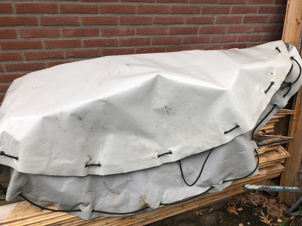 Houtgestookte hottub 210 doorsnee, Tuin en Terras, Bubbelbaden en Hottubs, Ophalen, Gebruikt, Afdekzeil, Vast