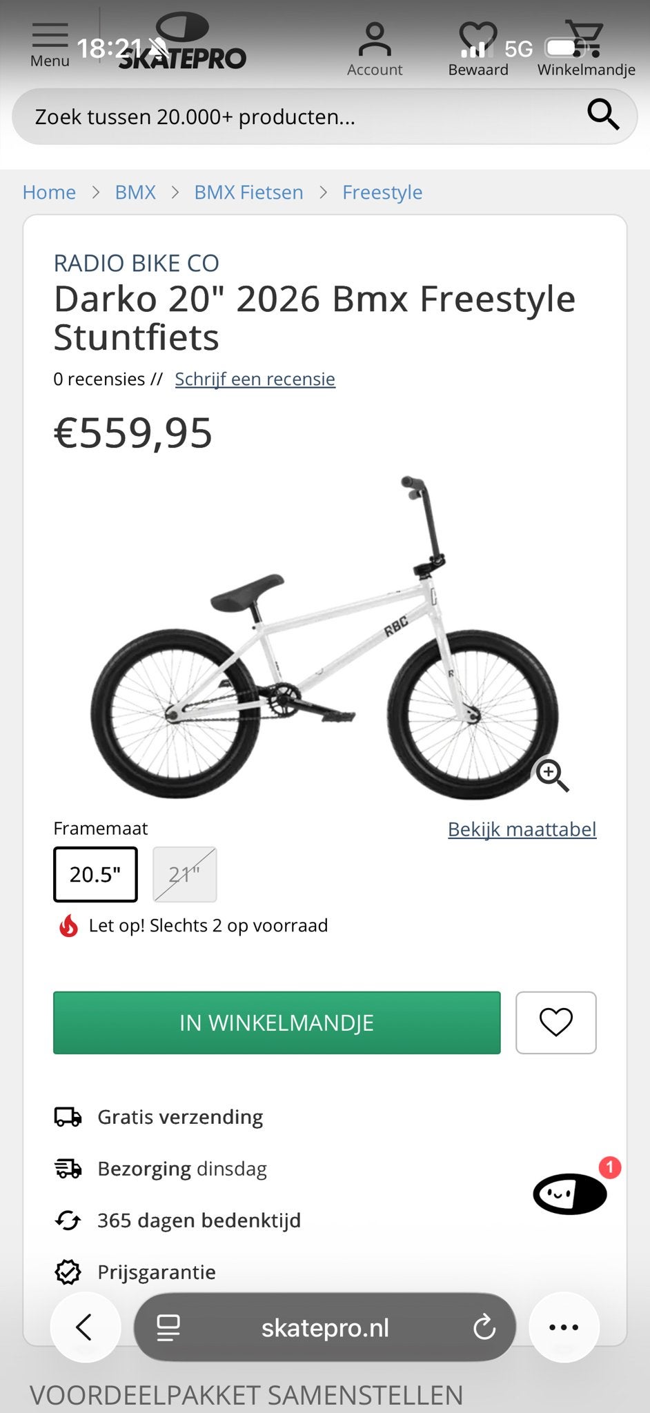 Witte Radio Bike Co. BMX - Zo goed als nieuw, Fietsen en Brommers, Fietsen | Crossfietsen en BMX, Staal, Velgrem, 20 tot 24 inch