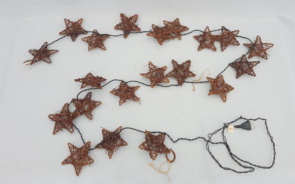 Wilgentak Kerst slinger / wilgentakslinger met 20 sterren, Ophalen of Verzenden, Gebruikt