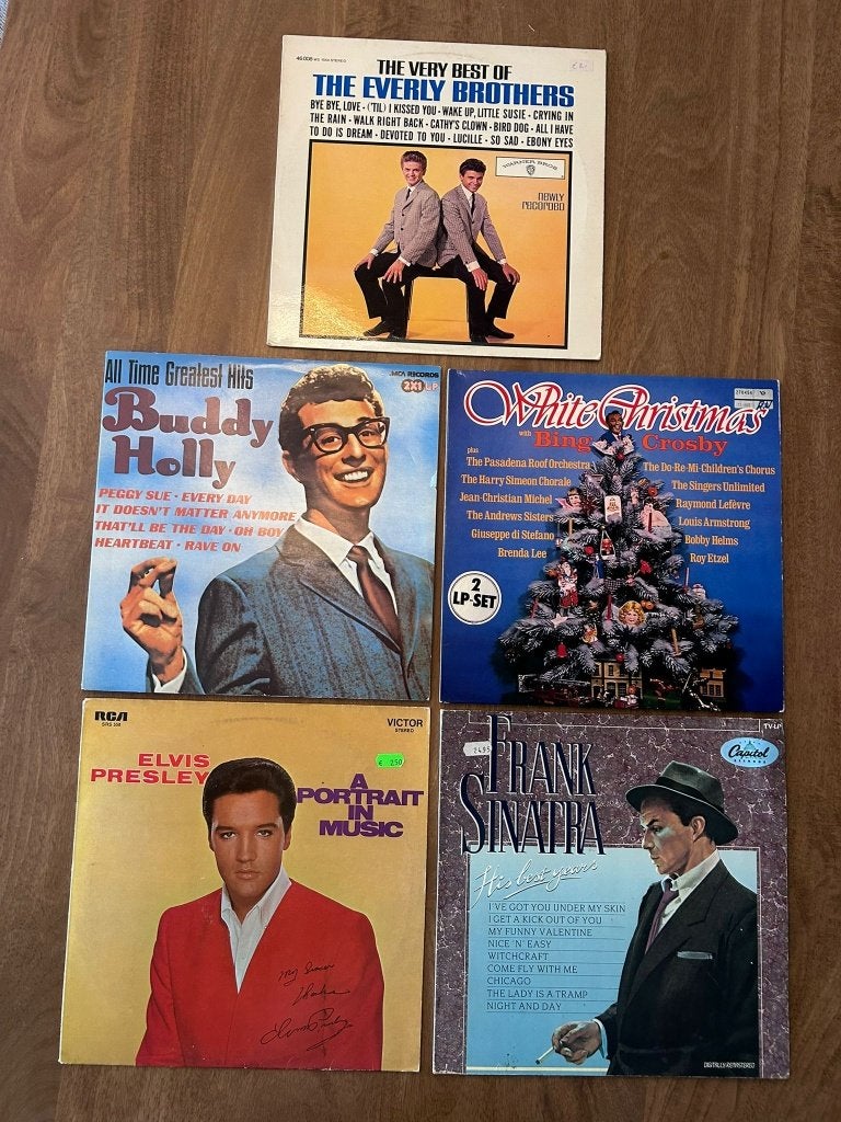 Elvis, Sinatra, Buddy Holly, Bing Crosby, Everly Brothers, Inclusief obi, Ophalen of Verzenden, Zo goed als nieuw, 12 inch