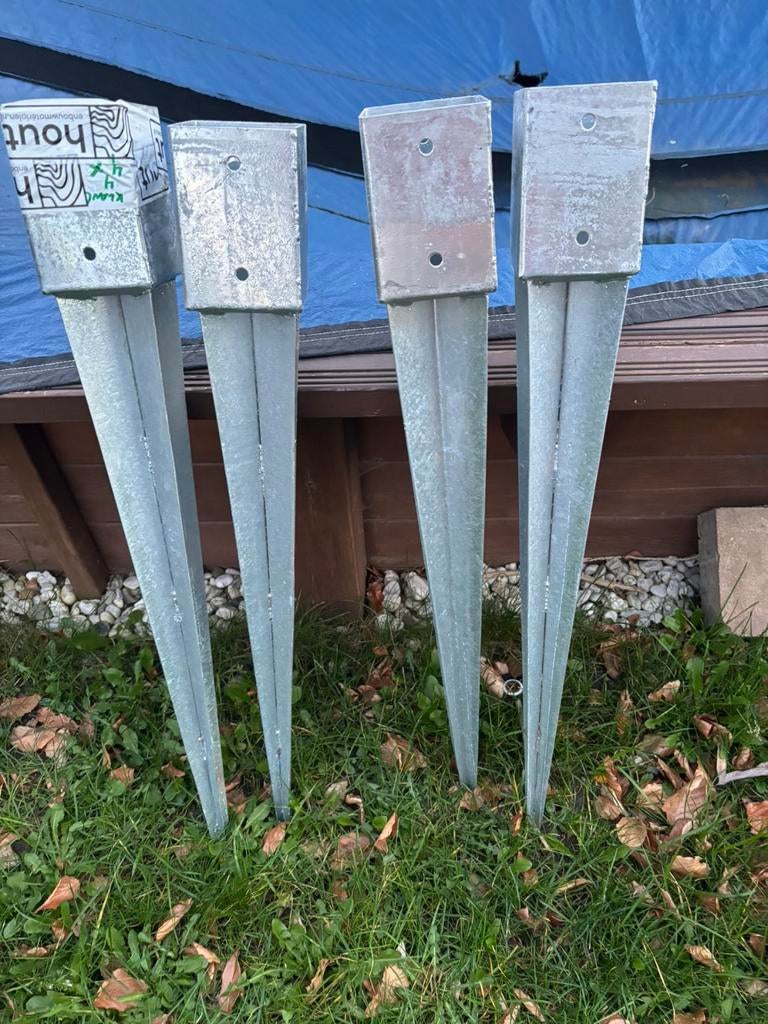 4x Paalpunten voor Hekwerk of Schutting - Verzinkt IJzer, Tuin en Terras, Ophalen, Nieuw, IJzer, Overige typen