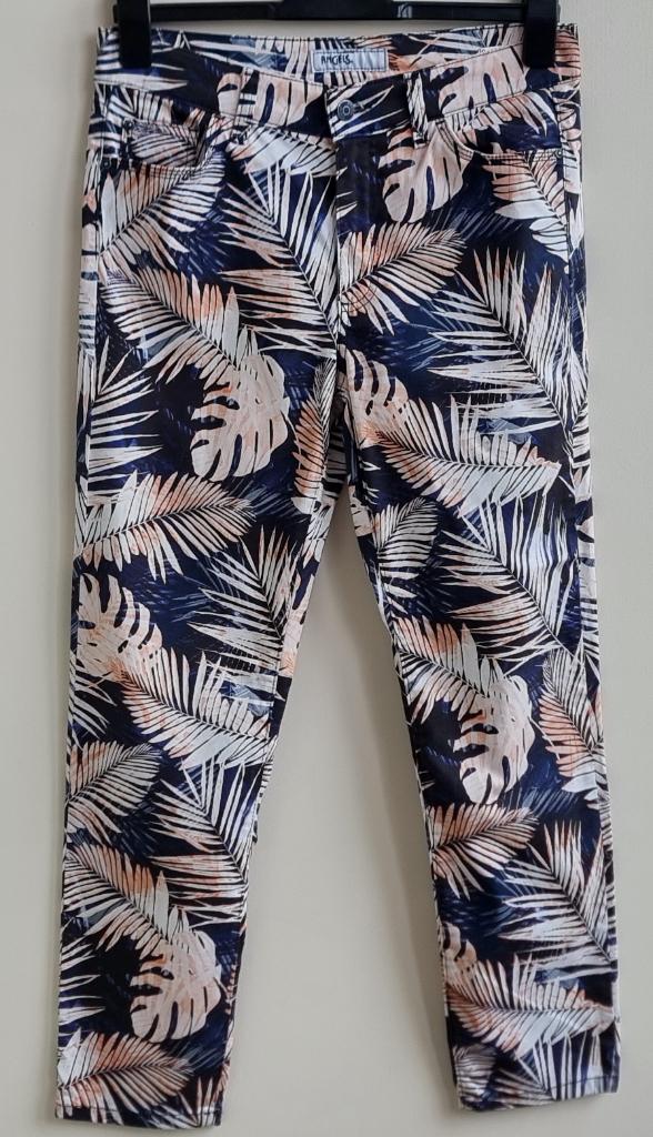 Angels blauw/oranje stretchy broek mt. 38, Maat 38/40 (M), Blauw, Ophalen of Verzenden, Zo goed als nieuw