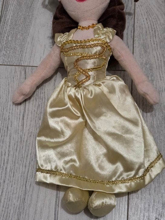 Belle en het Beest knuffemet gouden jurk - Zachte knuffelpop, Ophalen of Verzenden, Gebruikt, Overige typen