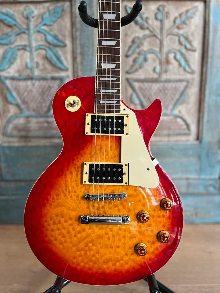 Epiphone Les Paul Classic Birdseye Cherry Sunburst + koffer, Ophalen of Verzenden, Gebruikt, Solid body, Epiphone
