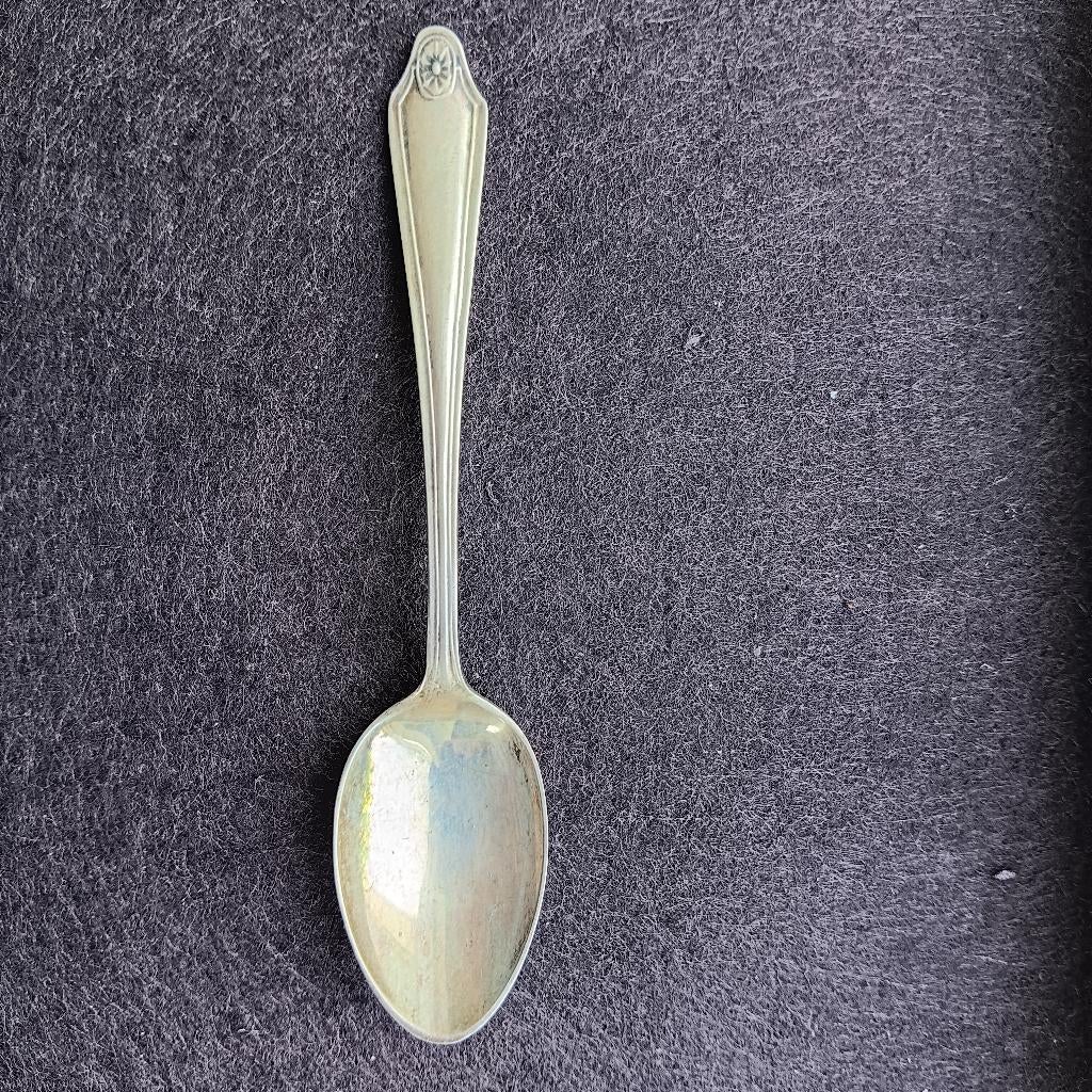 Theeschep, verzilverd met leuk detail, brocante, Antiek en Kunst, Ophalen of Verzenden
