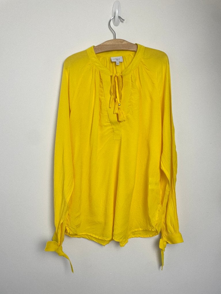 Dante 6 blouse maat 2 / S geel chiffon met strik luchtig, Kleding | Dames, Maat 38/40 (M), Geel, Ophalen of Verzenden, Zo goed als nieuw
