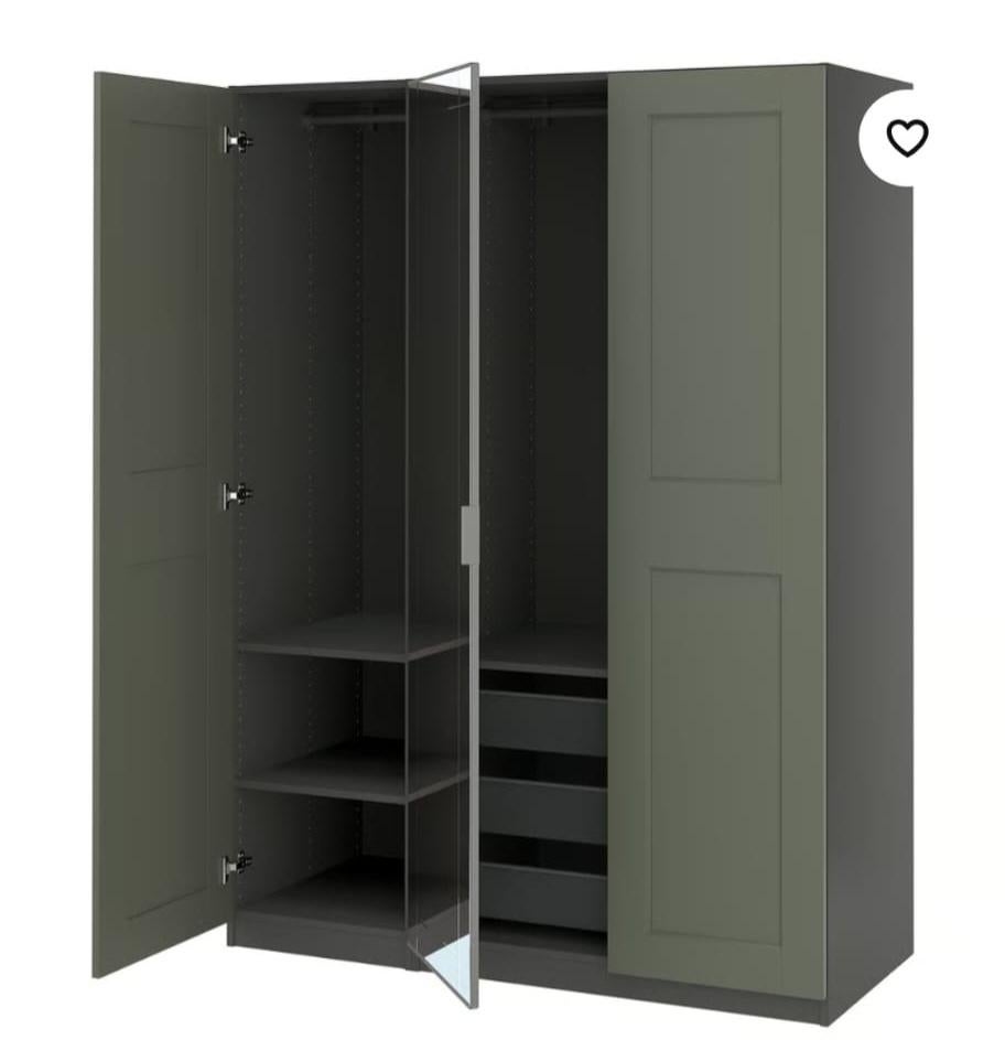 Gezocht: Pax Grimo gray-green kledingkasten Ikea, Ophalen, Met plank(en), 150 tot 200 cm, Zo goed als nieuw