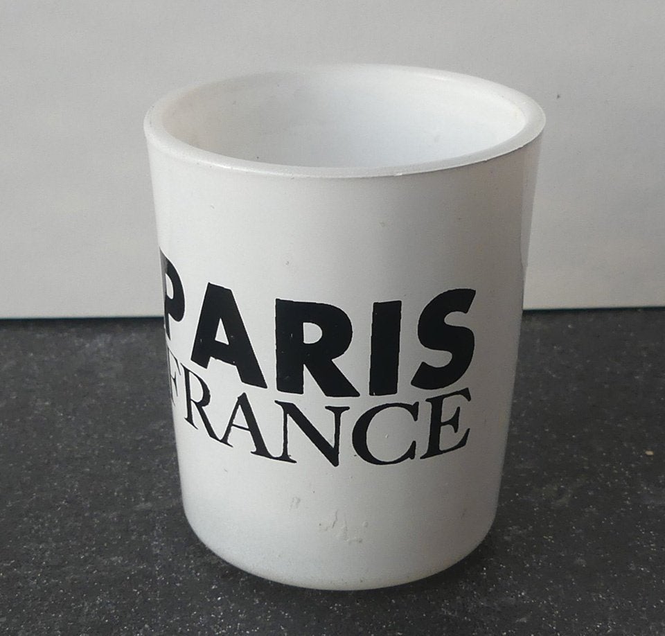 Gusta waxinelichthouder Paris France wit glazen partylight, Gebruikt, Wit, Waxinelichthouder, Ophalen of Verzenden