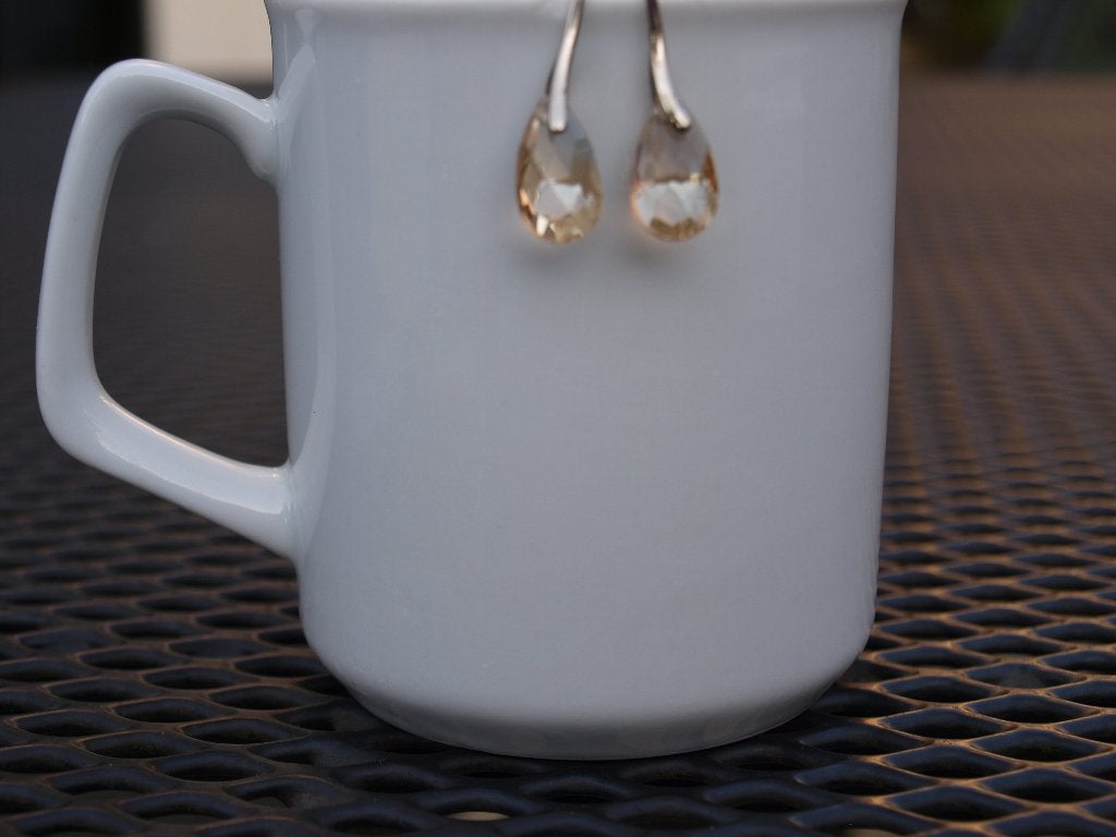 Elegante oorbellen met kristallen hangers, Met kristal, Overige materialen, Hangers, Geel