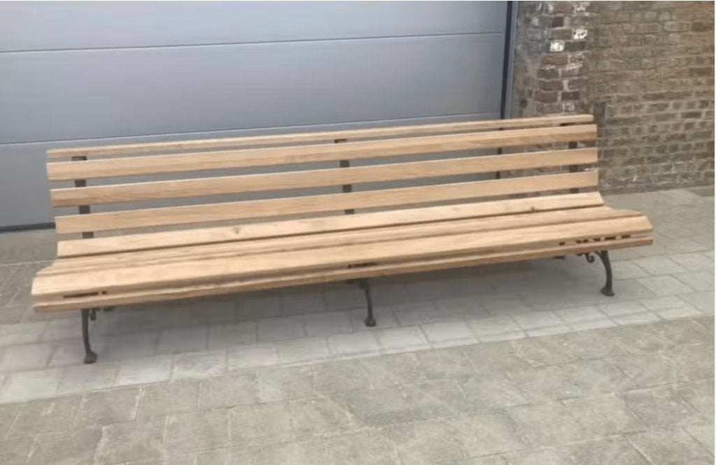 extra lange eiken tuinbank 3 meter, Ophalen, Gebruikt