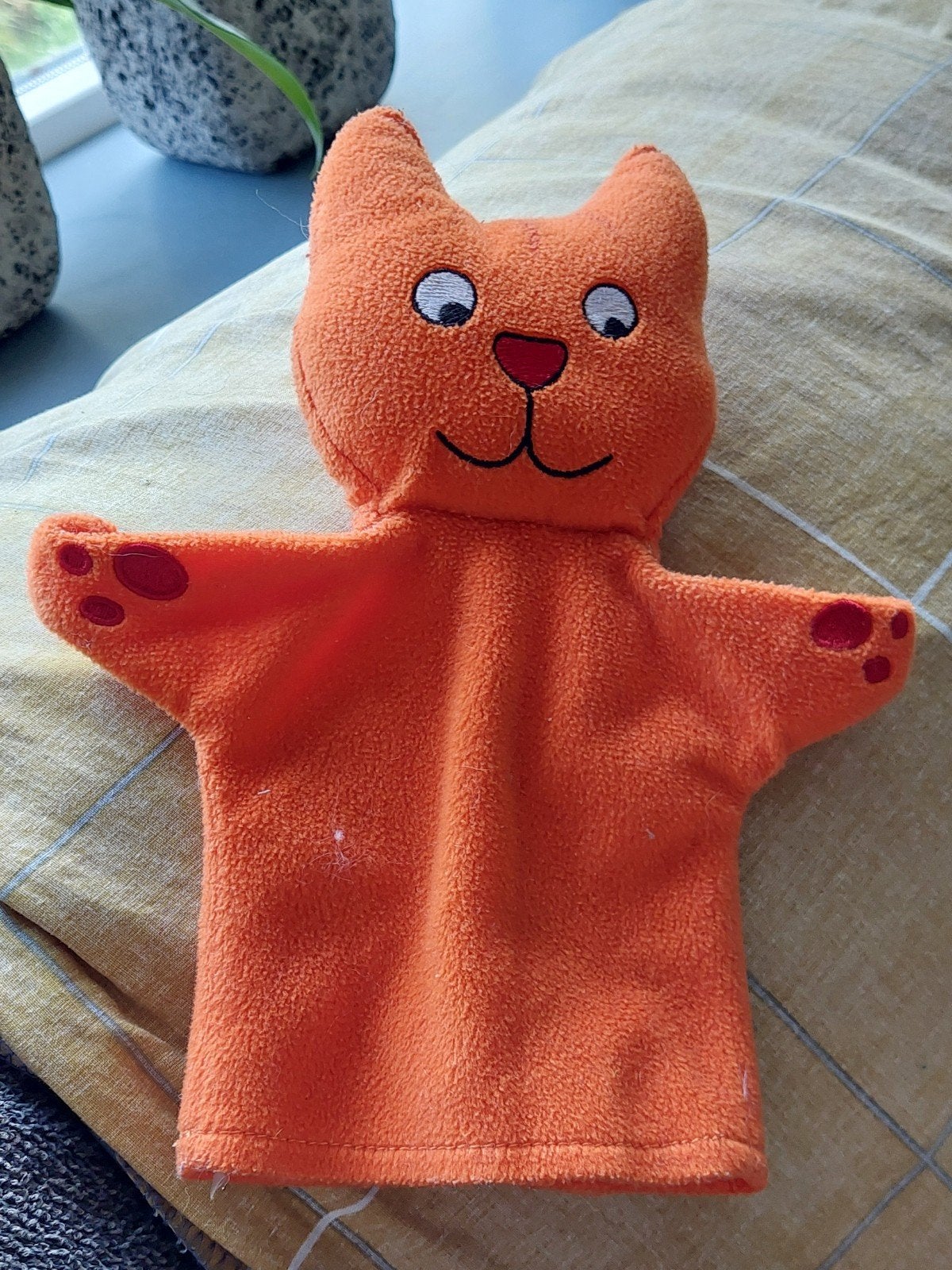 Leuke oranje kat handpop, Ophalen of Verzenden