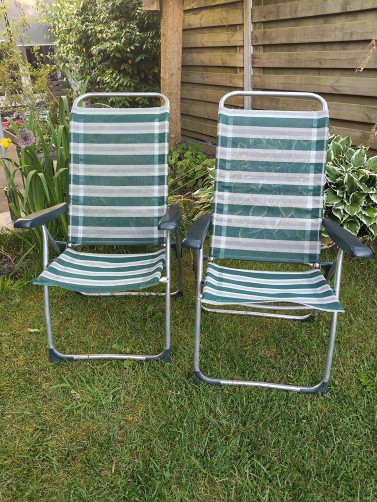 Twee Crespo campingstoelen met los liggedeelte, Ophalen, Gebruikt, Campingstoel