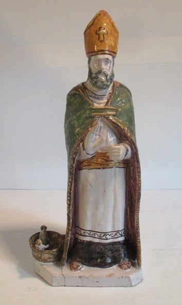 zeldzaam antiek heiligenbeeld Sint Niklaas te restaureren, Ophalen of Verzenden