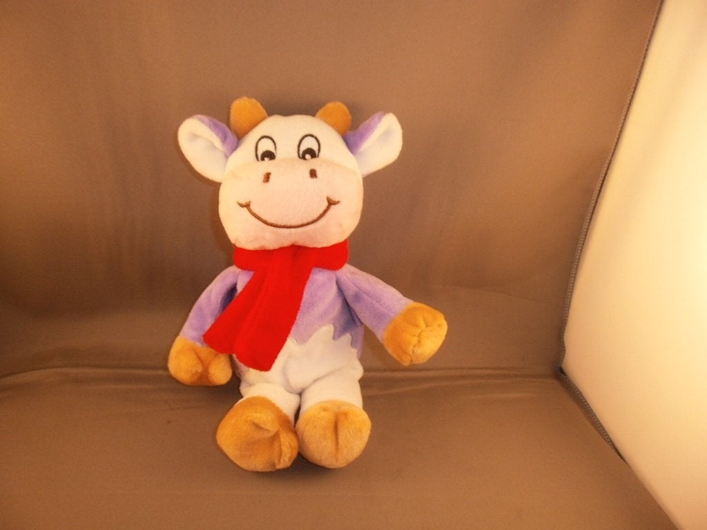 Milka koe paars/wit/bruin roze snuit stoffen bel of sjaal, Overige merken, Overige karakters, Nieuw, Middelgroot (20 tot 80 cm)