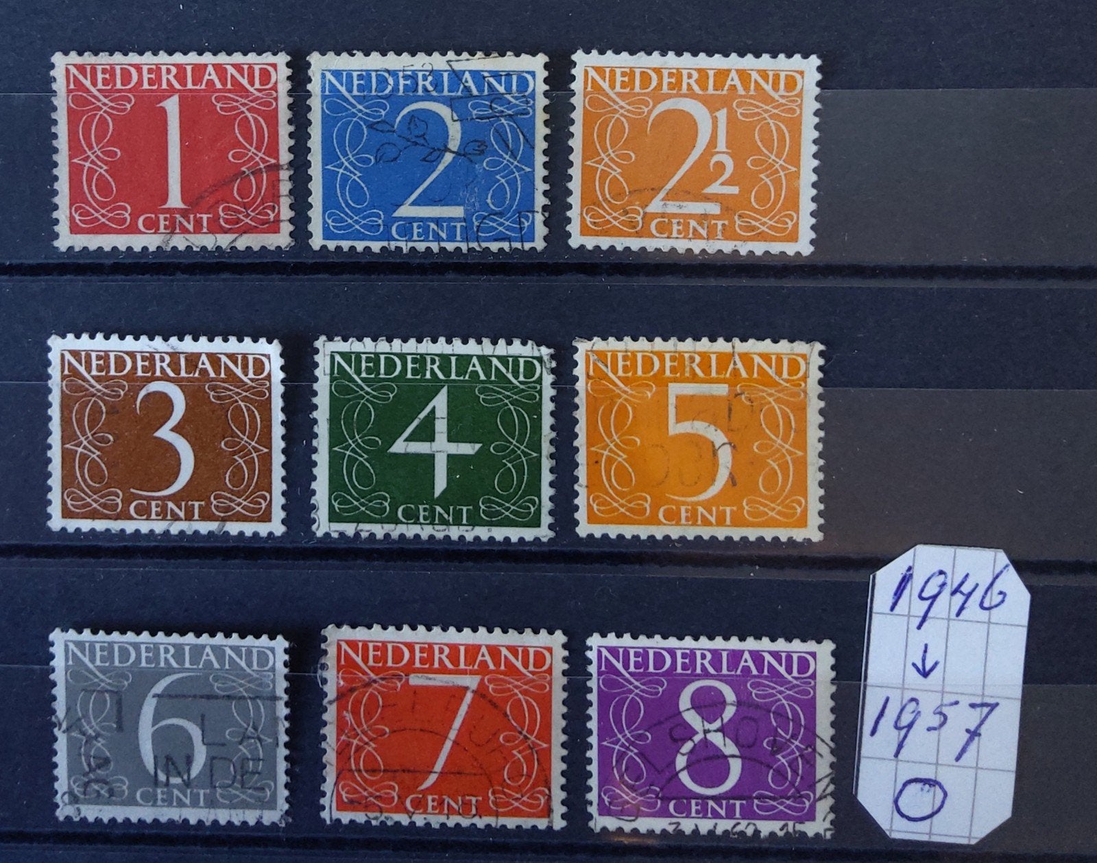 1946--1957  Cijferzegels, Postzegels en Munten, Ophalen of Verzenden, Na 1940, Gestempeld