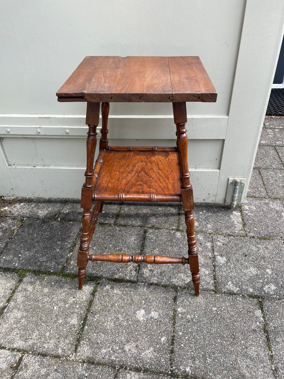 Antiek vintage brocante bloemen hoge tafel, Ophalen, Minder dan 55 cm, Gebruikt, 60 cm of meer