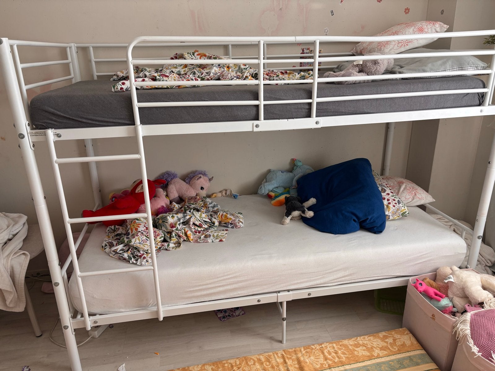 Wit metalen stapelbed 90x200, Ophalen, Gebruikt, 90 cm, Tweepersoons