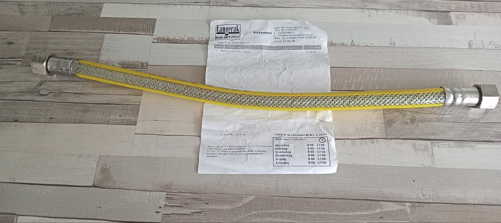 gasslang rvs m24 50 cm, Ophalen, Nieuw, Stopcontact