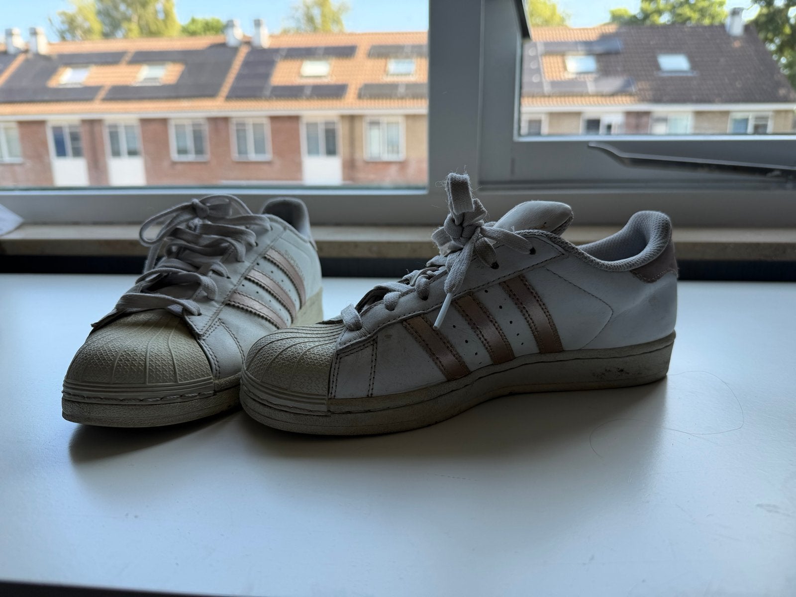 Adidas Superstar sneakers wit met rosé goud, maat 38, Verzenden, Gedragen, Wit, Sneakers of Gympen