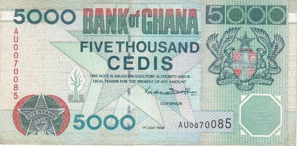 BANK of GHANA 5000 CEDIS 1999 PRACHTIG, Ophalen of Verzenden, Overige landen