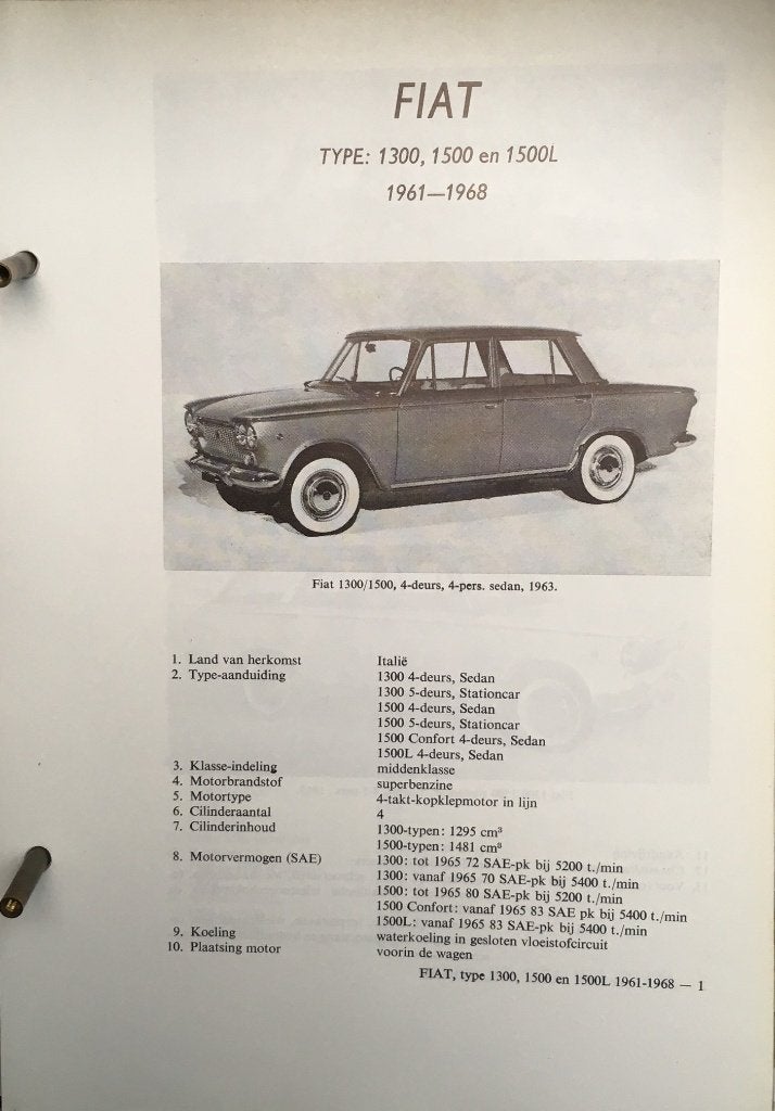 Fiat 1300 1500 1961-68. Olyslagers autotechnisch handb, Ophalen of Verzenden