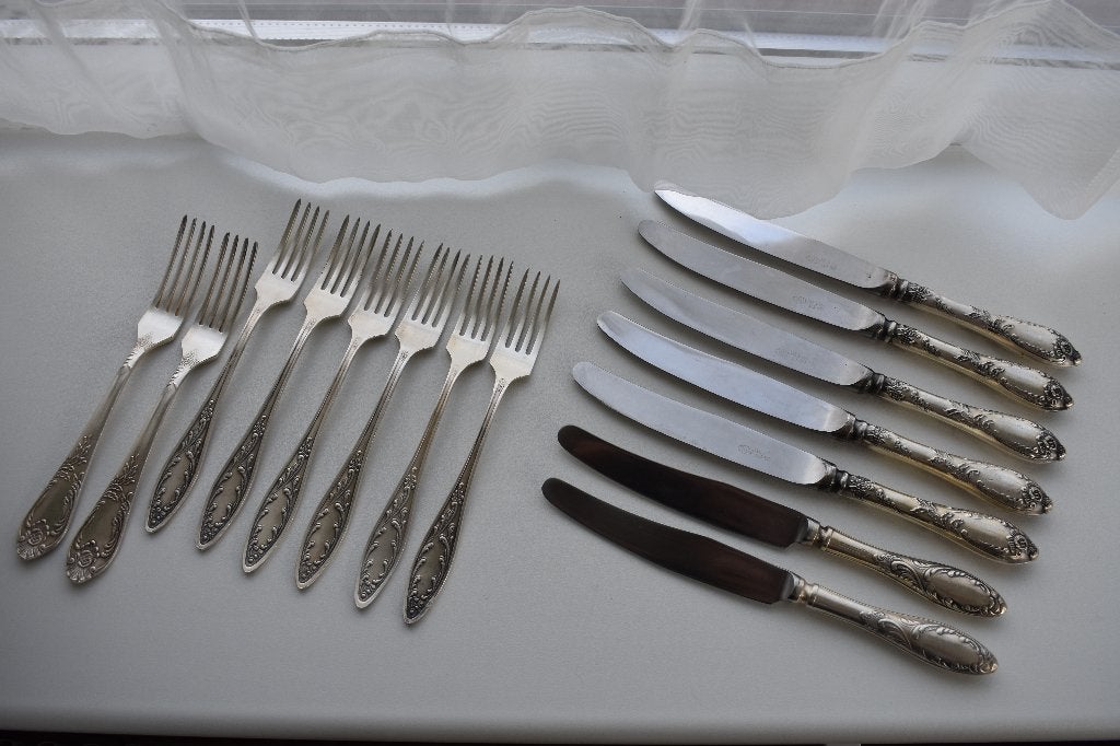 MHU Russich Sovjet Unie klassiek bestek brocante met bloemen, Ophalen of Verzenden