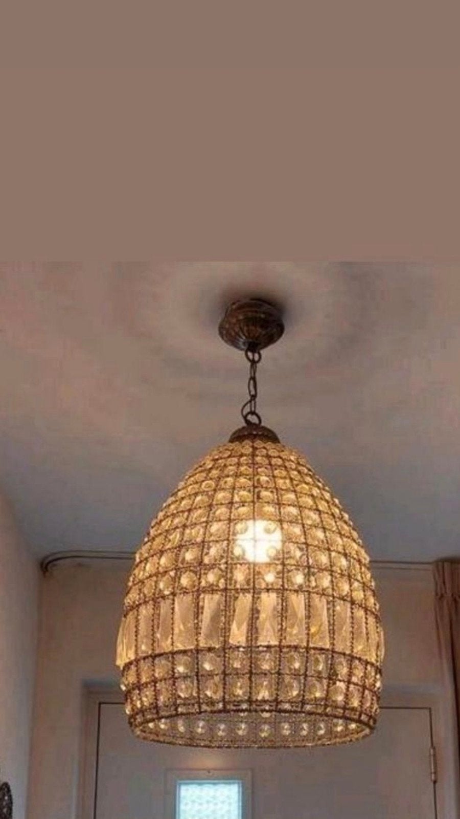 Vintage kristallen hanglamp, Antiek en Kunst, Antiek | Lampen, Ophalen of Verzenden