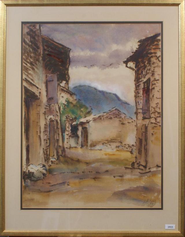 Jan Altink 1885-1971 Cityscape (gemengde techniek), Ophalen of Verzenden