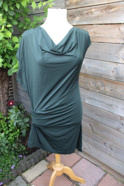 Jurk donkergroen Cora Kemperman mt XL A-sym Vaste prijs, Maat 46/48 (XL) of groter, Ophalen of Verzenden, Knielengte, Groen