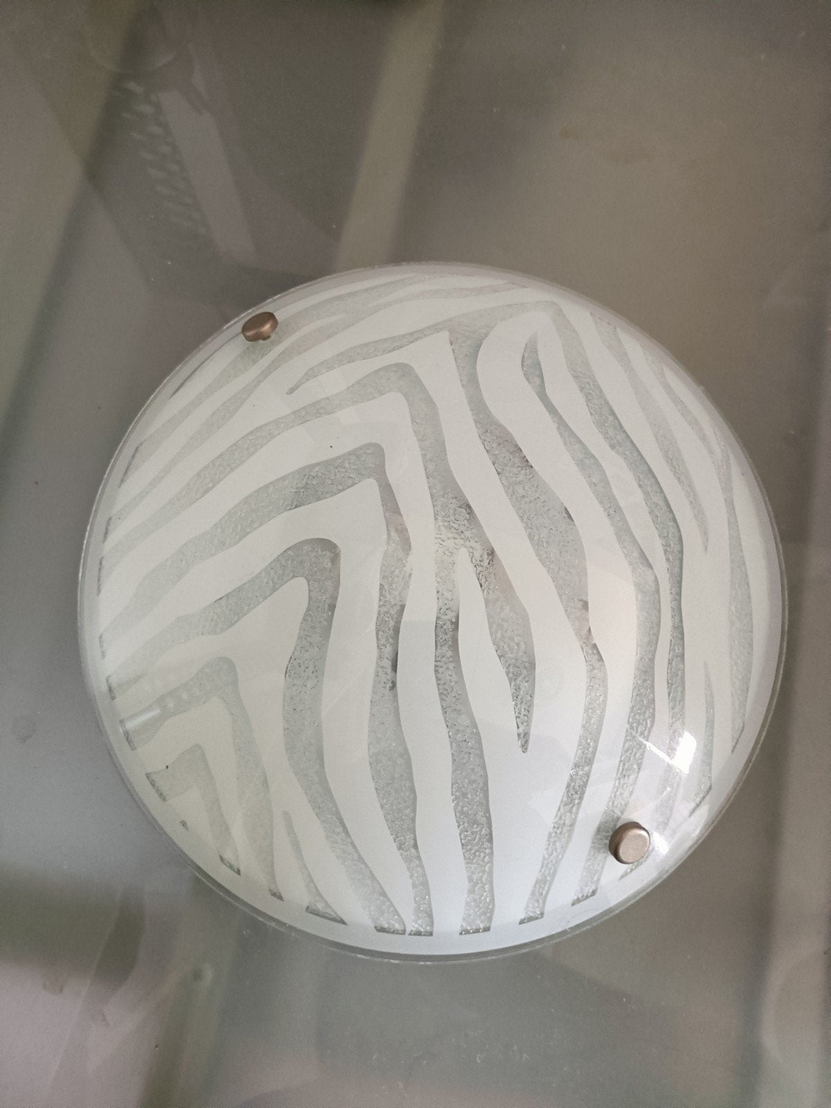 Plafondlamp met Zebraprint - Wit/Transparant, Ophalen, Gebruikt, Glas