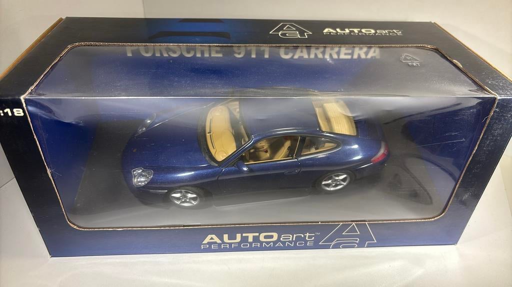 Porsche 911 Carrera bleu autoart 1.18, Overige merken, Auto, Ophalen of Verzenden, A