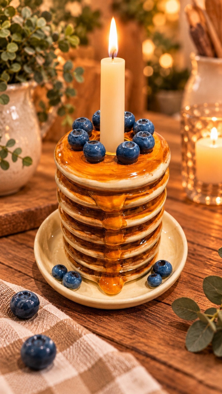 KERSTEN NIEUW Kandelaar pannenkoek bosbes Dolomiet, Meerkleurig, Overige merken, Nieuw, Ophalen of Verzenden