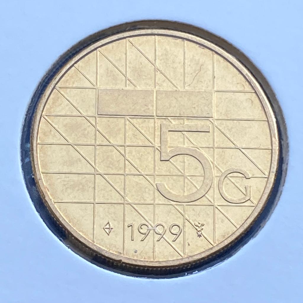 5 Gulden uit 1999 van Beatrix, Verzenden, Koningin Beatrix, 5 gulden, Losse munt