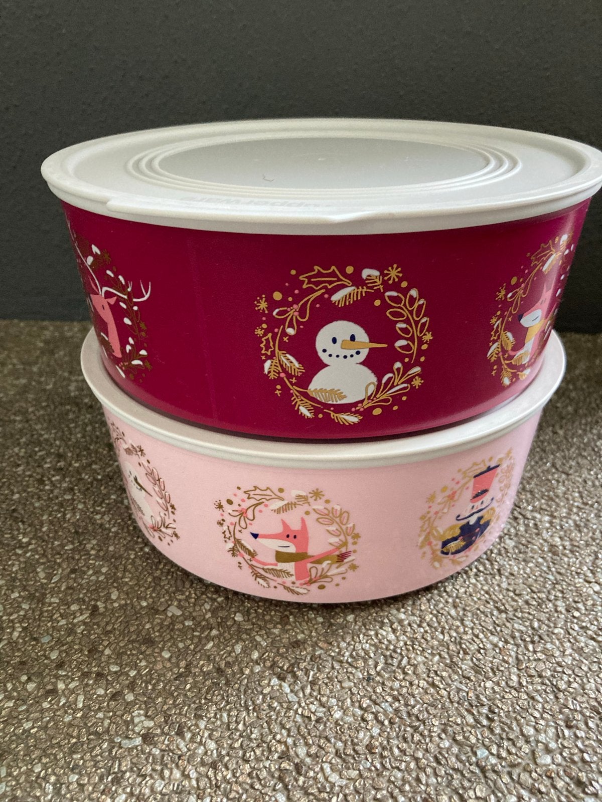 Tupperware kommen met kerstprint, koektrommel, Huis en Inrichting, Overige kleuren, Nieuw, Luchtdicht, Ophalen of Verzenden