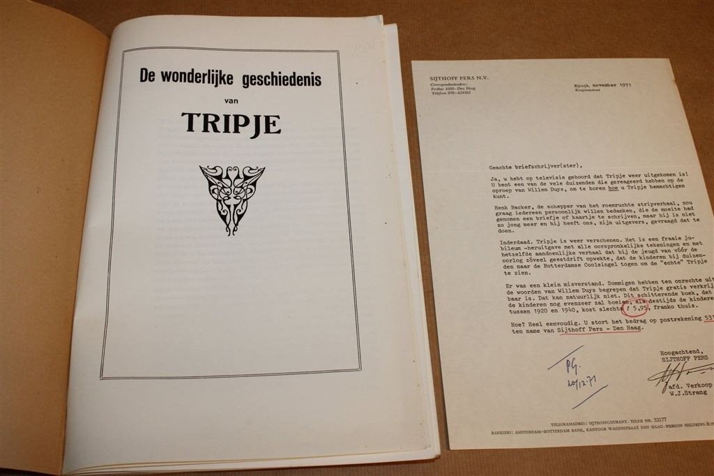 De Wonderlijke Geschiedenis van Tripje 1 — Beeldverhaal 1972, Eén stripboek, Ophalen of Verzenden, Gelezen
