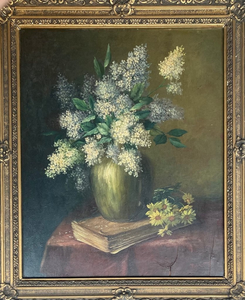 Piet Cottaar (1878-1950) - Stilleven met Sering, Paneel, Gesigneerd, Olieverf, Klassiek