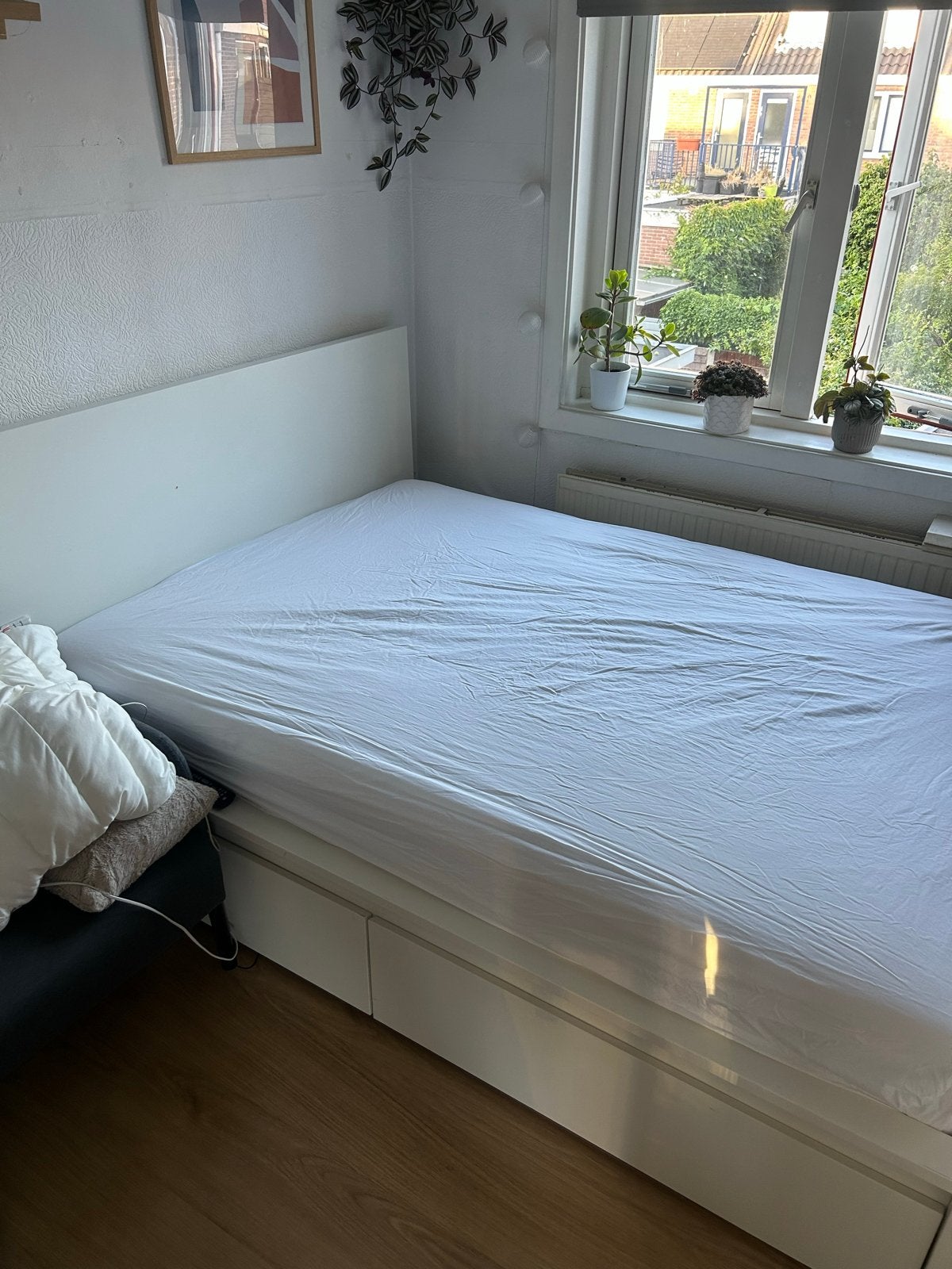 IKEA MALM bed 140x200cm met lattenbodem en 2 lades, Ophalen, Gebruikt, Wit, 140 cm