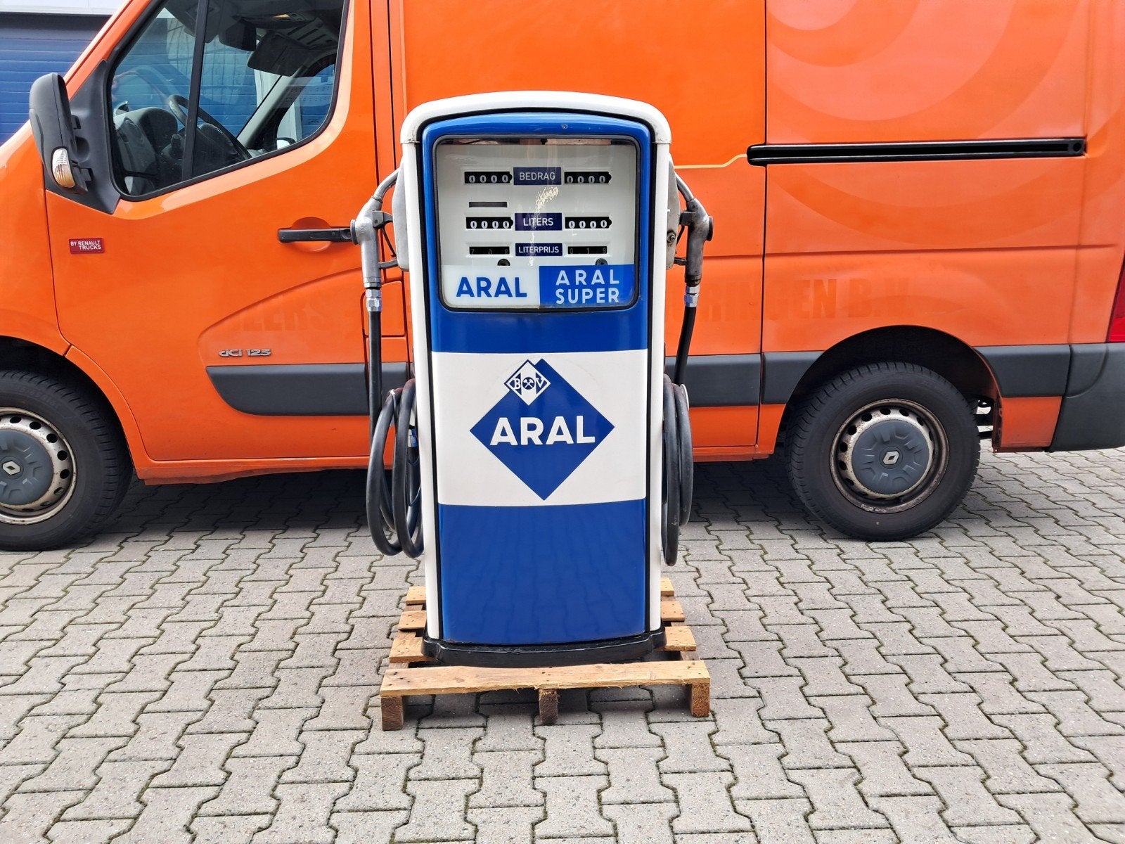 Aral Emaille benzinepomp dubbel teller werk 2 tankpistolen, Ophalen, Eu, Gebruikt, Eu