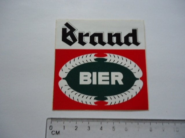 sticker oud BRAND BIER logo plastic retro, Verzenden, Zo goed als nieuw, Bedrijf of Vereniging