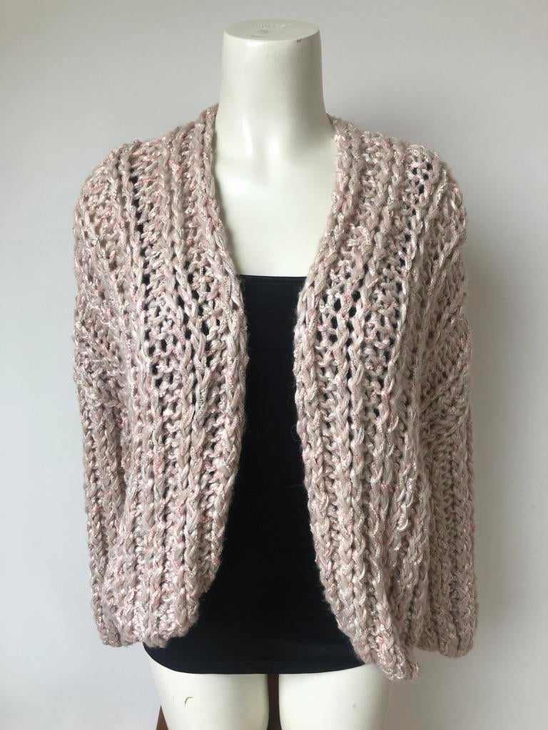 Kiro by kim roze Nude kabel handgebreid vest openvallend, Maat 38/40 (M), Nieuw, Ophalen of Verzenden, X