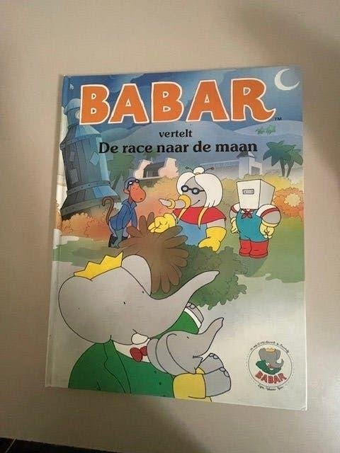 Babar vertelt. De race naar de maan. 1990. Olifant., Boeken, Ophalen, Gelezen, Jean en Laurent de Brunhoff., Fictie algemeen