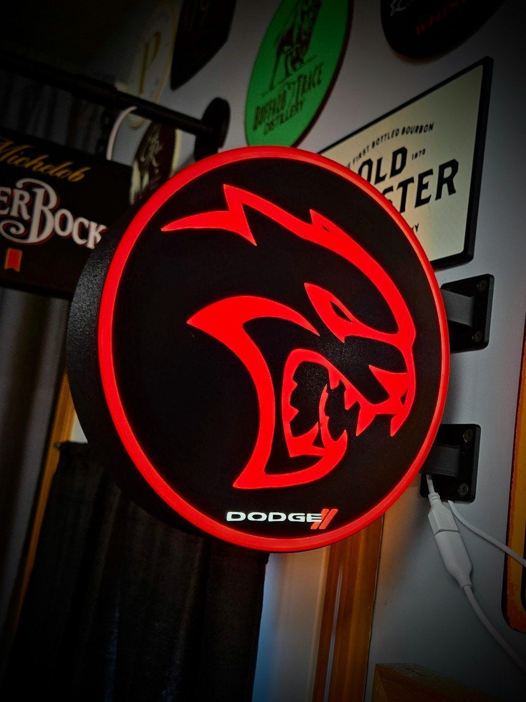 Nieuw Dodge Hellcat Dubbelzijdig Lichtbord, Ophalen of Verzenden