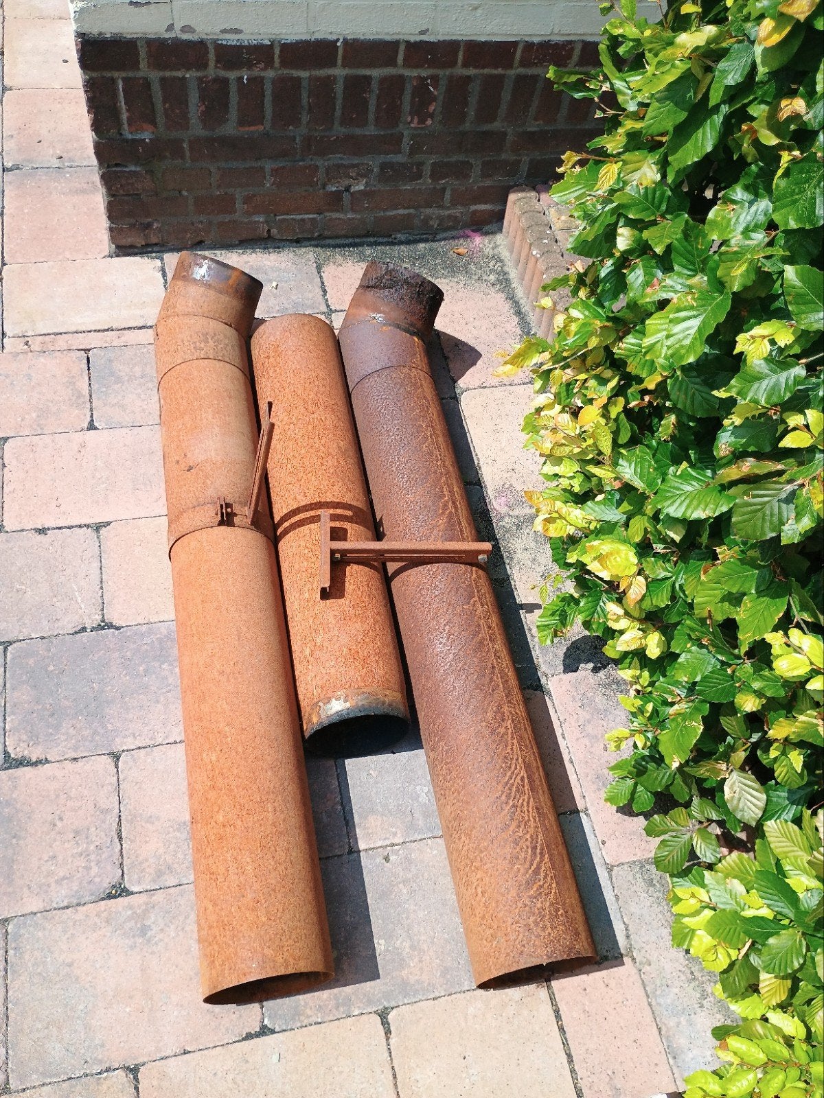 Buiten kachelpijp set 15 cm diameter met beugels, Ophalen