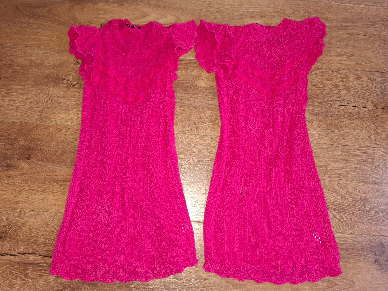 Tweeling meisjes zomer jurkjes kleur fuchsia maat 134/140, Ophalen of Verzenden, Zo goed als nieuw, Kleding
