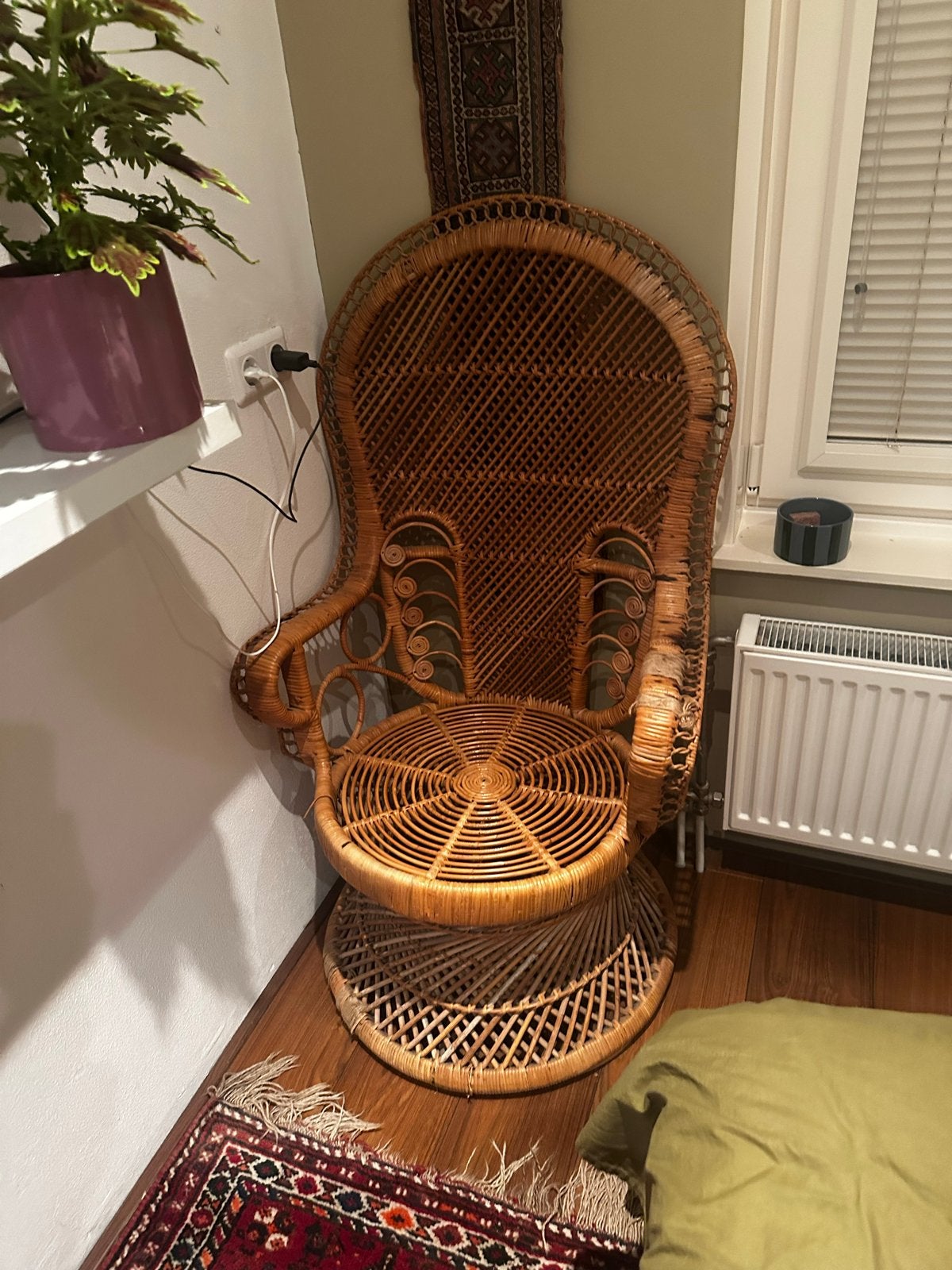 Vintage Rotan Pauwenstoel - Bohemian Stijl, Ophalen
