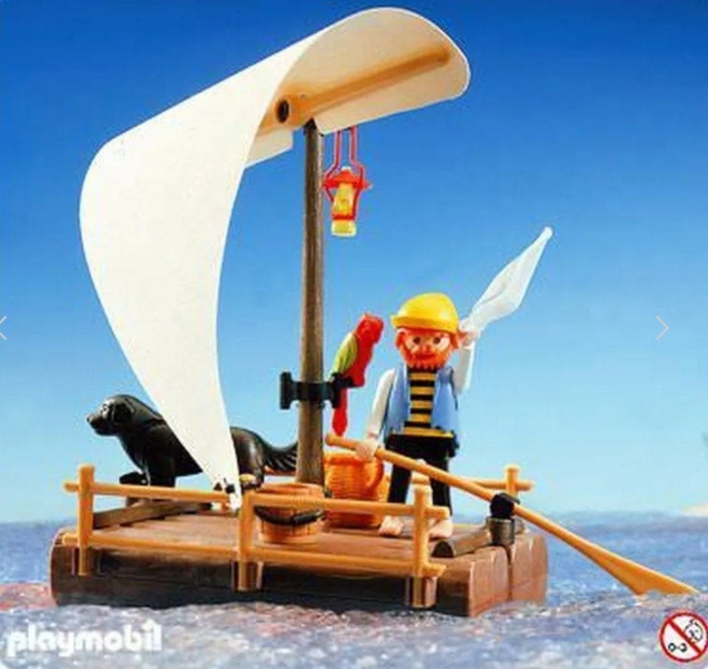 Playmobil/playmobiel - piraat met vlot 3793, Gebruikt, Complete set, Ophalen of Verzenden, Boot/Schip